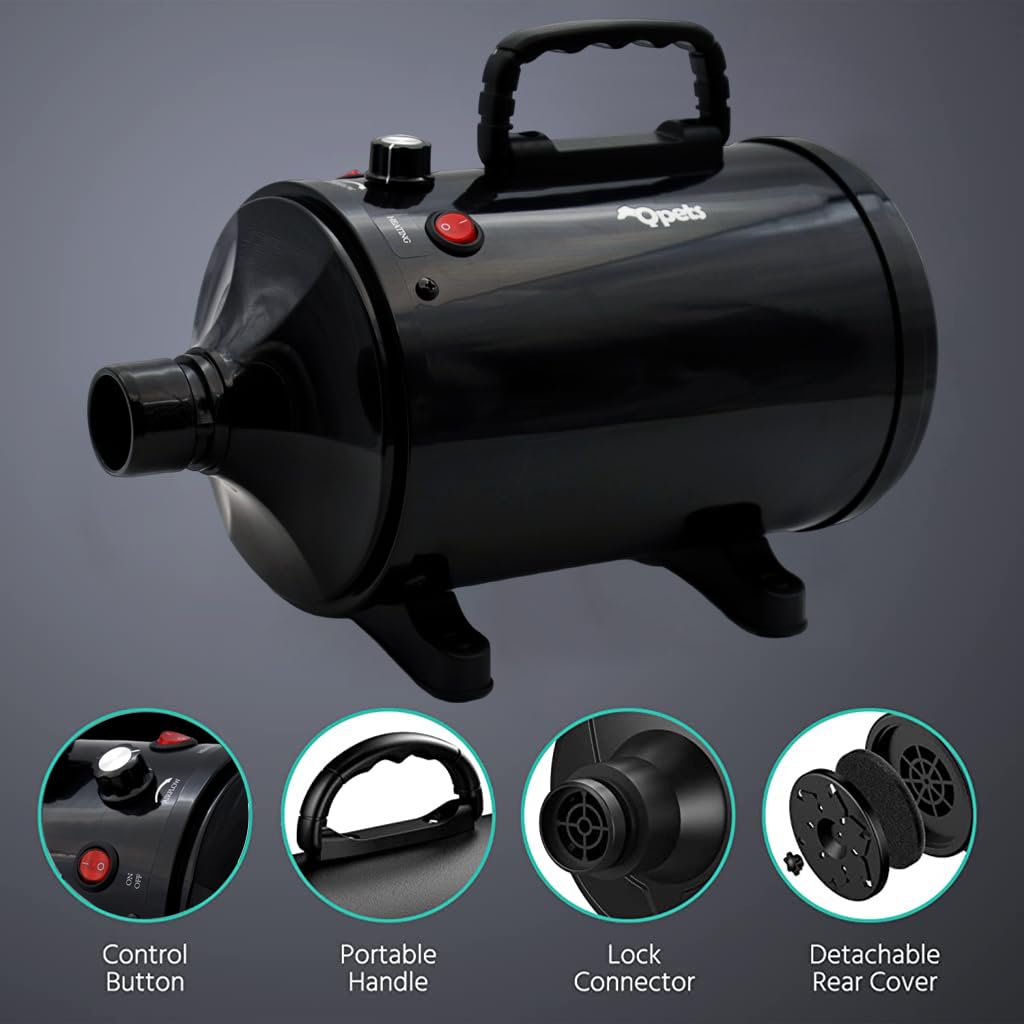Qpets Dog Dryer for Pet Hair Dryer for Dogs 5.2HP/3800W Pet Grooming Dryer Adjustable Speed with Three Nozzle Quick Dry Pet Hair Dryer Qpets Dog Dryer for Pet Hair Dryer for Dogs 5.2HP/3800W Pet Grooming Dryer Adjustable Speed with Three Nozzle Quick Dry Pet Hair Dryer